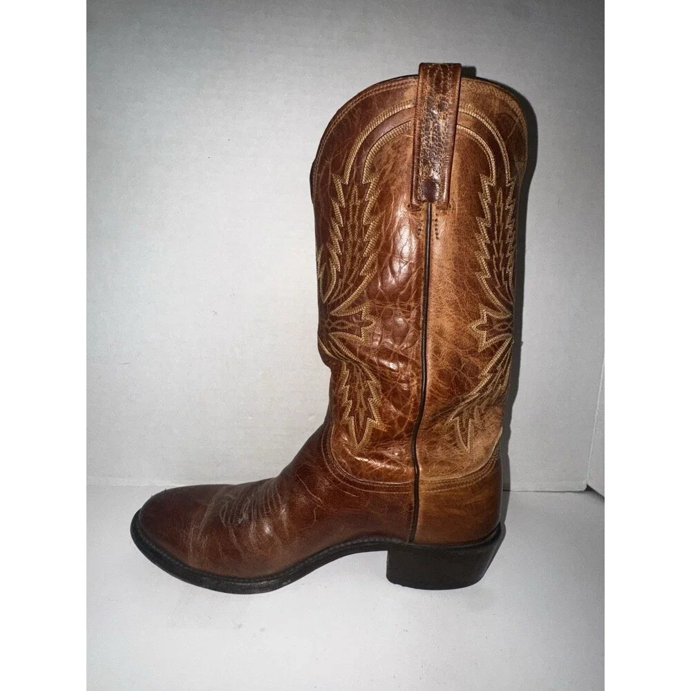 Lucchese 1883 Crayton N1547R Mad Dog Goat Leather Cowboy Boots Mens 10 D USA
